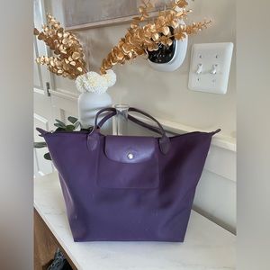 Longchamp Planetes Tote Bag / Purse - Large, Purple/Eggplant